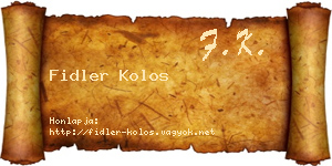 Fidler Kolos névjegykártya